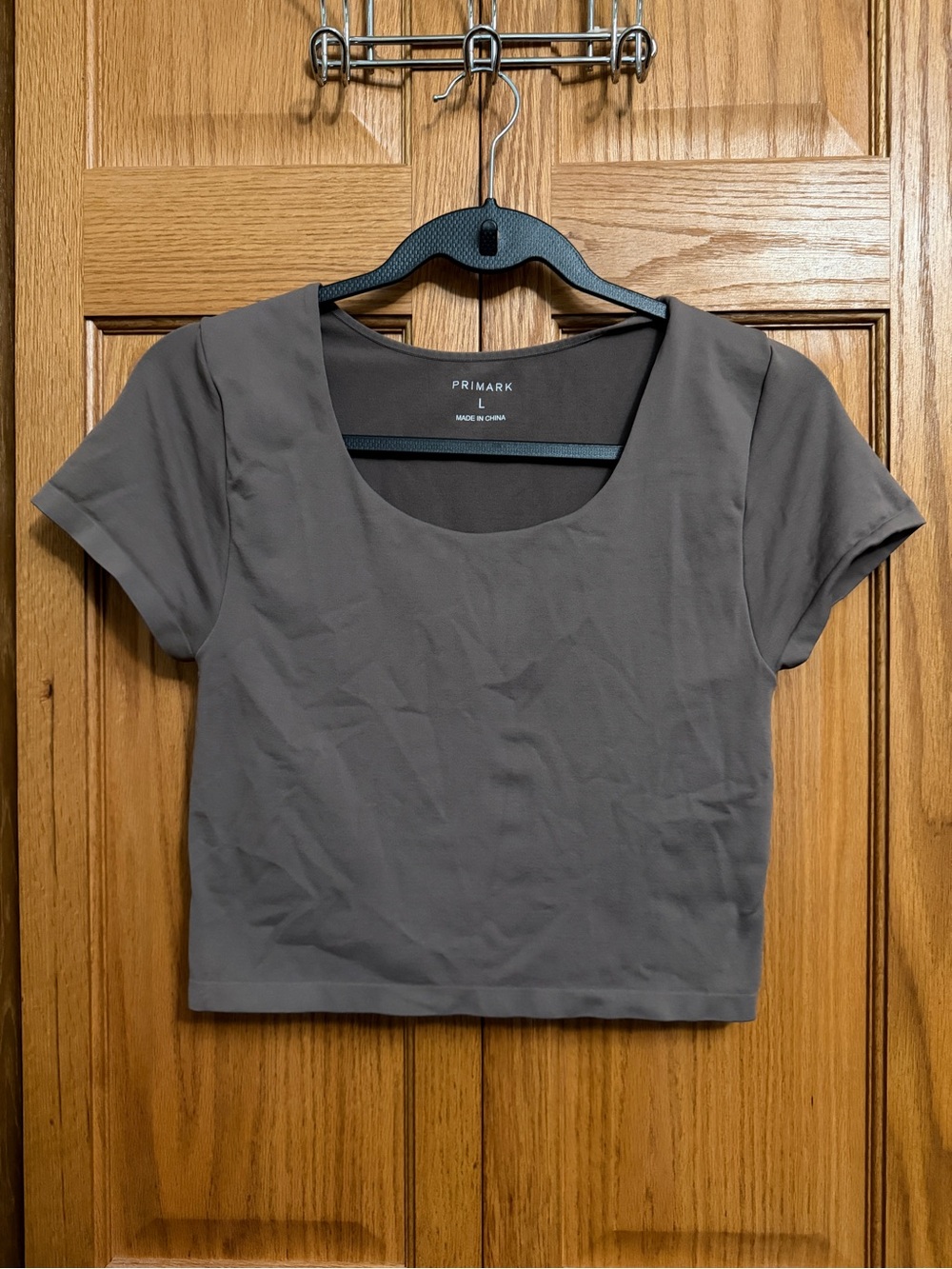 Primark Women's Scoop Neck Short Sleeve Crop Top - Mauve/Gray